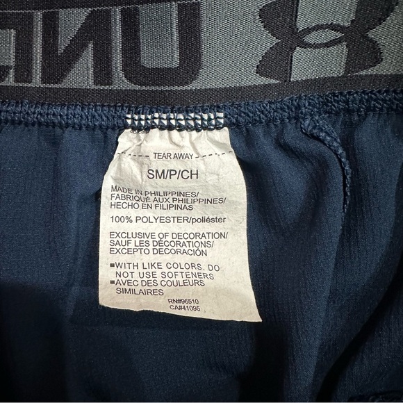 Under Armour Mens Small Blue Athletic Shorts HeatGear Logo Training Running - Picture 4 of 7